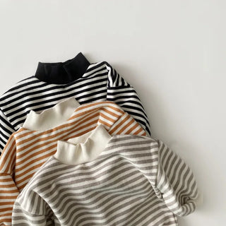 Warm Stripe Turtle Neck Sweater