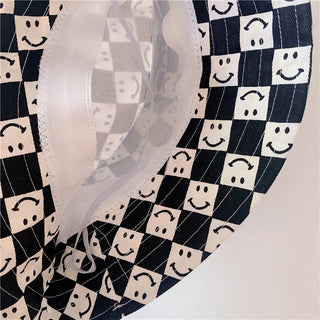 Checkered Smiley Face Bucket Hat - RYAN AND REMI