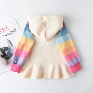 Toddler Girl Long Sleeve Rainbow Hooded Dress - RYAN AND REMI