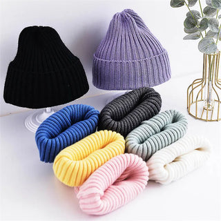 Solid Color Ribbed Beanie Hat - RYAN AND REMI