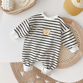 Baby Cartoon Bear Striped Romper - RYAN AND REMI