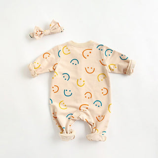 Mini Smile Cotton Jumpsuit With Headband - RYAN AND REMI