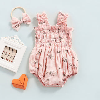 Sleeveless Elastic Bust Romper with Bow Headband - RYAN AND REMI