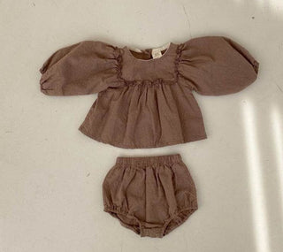 Balloon Sleeve Linen Bloomers Set - RYAN AND REMI