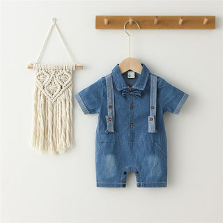 Baby Short Sleeve Denim Rompers - RYAN AND REMI