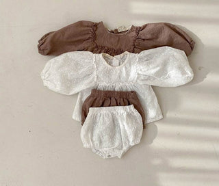 Balloon Sleeve Linen Bloomers Set - RYAN AND REMI