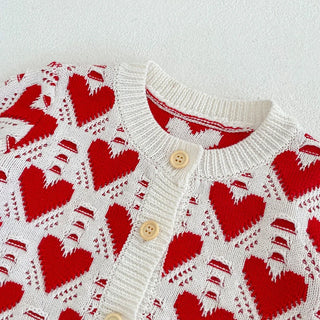 Heart Print Knitted Love Bodysuit Sweater Set - RYAN AND REMI