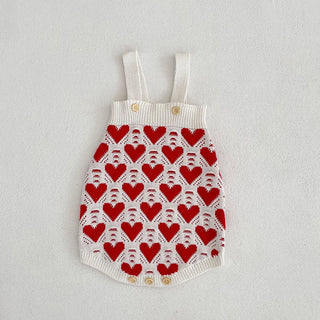 Heart Print Knitted Love Bodysuit Sweater Set - RYAN AND REMI