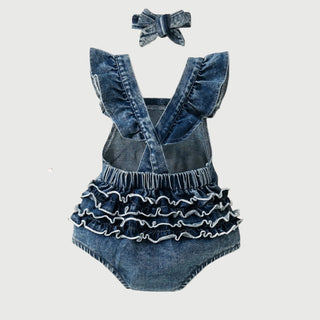 Ruffle Denim Romper - RYAN AND REMI