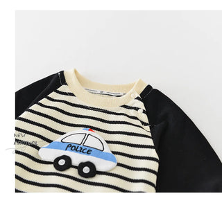 Striped Cartoon Car Jumpsuit - RYAN AND REMI