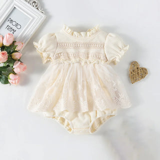 Lace Waffle Romper  Dress