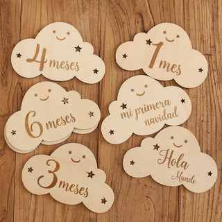 Spanish English Wooden Baby Milestone Card For Newborns - RYAN AND REMI