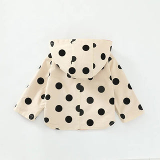 Reservable Hooded Polka Dot Trench Coat - RYAN AND REMI