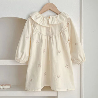 Long Sleeve Flower Embroider Dress - RYAN AND REMI