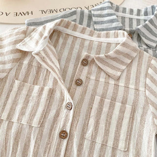 Boys Striped Linen Playsuit - RYAN AND REMI