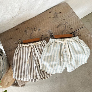 Boys Striped Button Shorts - RYAN AND REMI