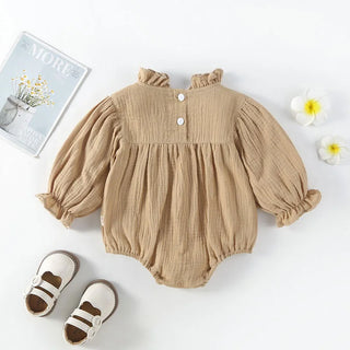 Ruffled Collar Long Sleeve Romper