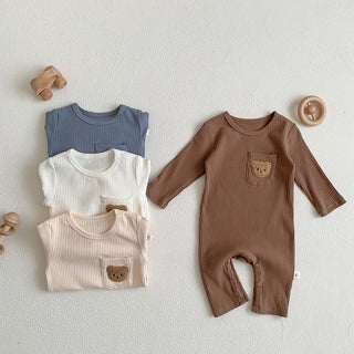 Bear Patch Ribbed Romper - RYAN AND REMI