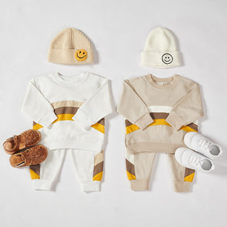 Multi Color Stitched Long Sleeve Toddler Set - RYAN AND REMI