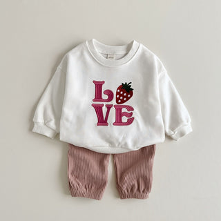 Embroidered Fruit Sweaters+Corduroy Pants Casual Sets - RYAN AND REMI