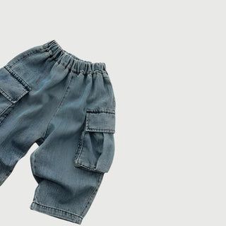 Denim Cargo Loose Pants