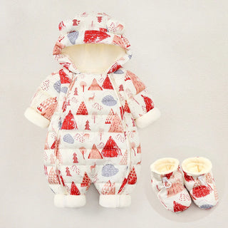 Cartoon Waterproof Hooded Romper With Boots