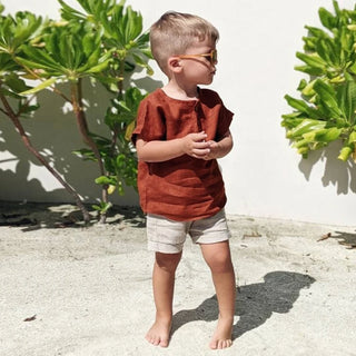 Boys Button Up Linen Shirt - RYAN AND REMI