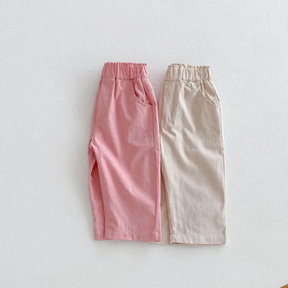 Casual Solid Elastic Waist Pants