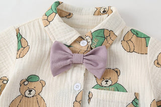 Boys Cotton Bow Tie Romper - RYAN AND REMI