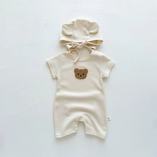 Waffle Bear Patch Jumpsuit Set - RYAN AND REMI