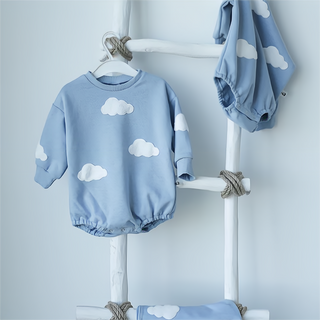 Soft Sky Blue Cloud Sweater Bodysuit - RYAN AND REMI