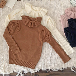 Ruffled High Neck Knitted Sweater