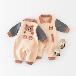 Teddy Bear Waffle Infant Boys Romper - RYAN AND REMI