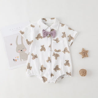 Boys Cotton Bow Tie Romper - RYAN AND REMI