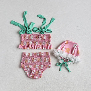 Baby Girls Floral Bandage Swimsuit With Hat - RYAN AND REMI