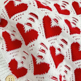 Heart Print Knitted Love Bodysuit Sweater Set - RYAN AND REMI