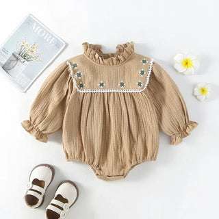 Ruffled Collar Long Sleeve Romper