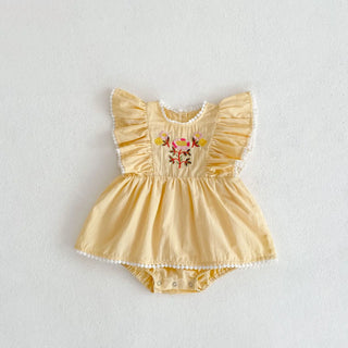 Embroidered Collar Baby Girl Romper - RYAN AND REMI