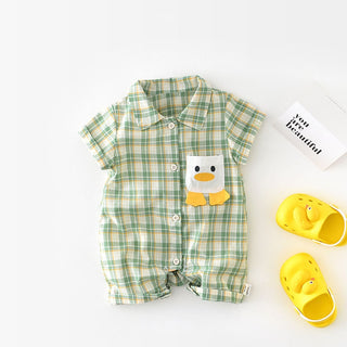 Duck Plaid Cartoon Boys Rompers - RYAN AND REMI