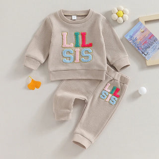 Long Sleeve Fuzzy Sister Embroidery Jogger Set - RYAN AND REMI