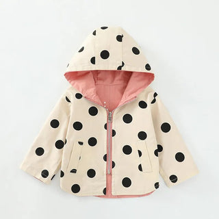 Reservable Hooded Polka Dot Trench Coat - RYAN AND REMI