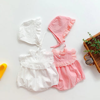 Summer Lace Cotton Baby Romper + Hat - RYAN AND REMI