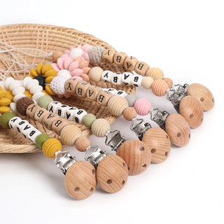 Floral Wooden Clip Pacifier Holder - RYAN AND REMI