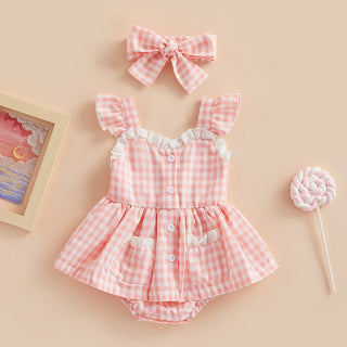 Baby Girl Frill Ruffle Dress With Headband - RYAN AND REMI