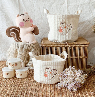 Cute Bear Embroidery Storage Basket - RYAN AND REMI