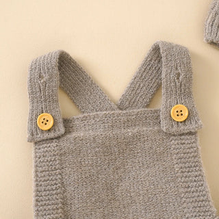 Knitted Newborn Jumpsuit w/Hat Set. 2Pcs