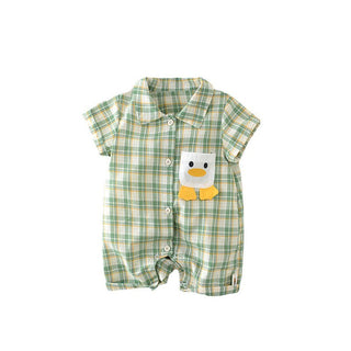 Duck Plaid Cartoon Boys Rompers - RYAN AND REMI