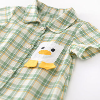 Duck Plaid Cartoon Boys Rompers - RYAN AND REMI