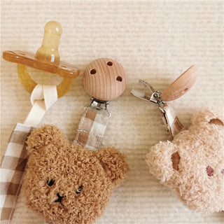 Checkered Bear Pacifier Clip Holder - RYAN AND REMI