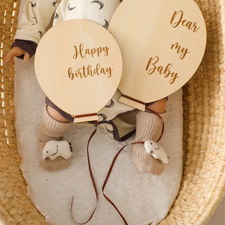 Wooden Balloon Milestone Month Card - RYAN AND REMI